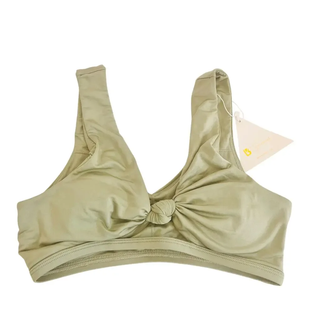 Buffbunny Green Knotted Front Bikini Top Size S Small NWT